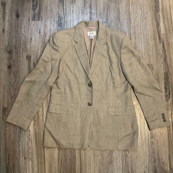 Talbots Petites Womens Wool Linen Blazer Suit Jacket Size 8 USA Made - Picture 1 of 10